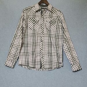 Buckle Black plaid long sleeved button down shirt. Size medium